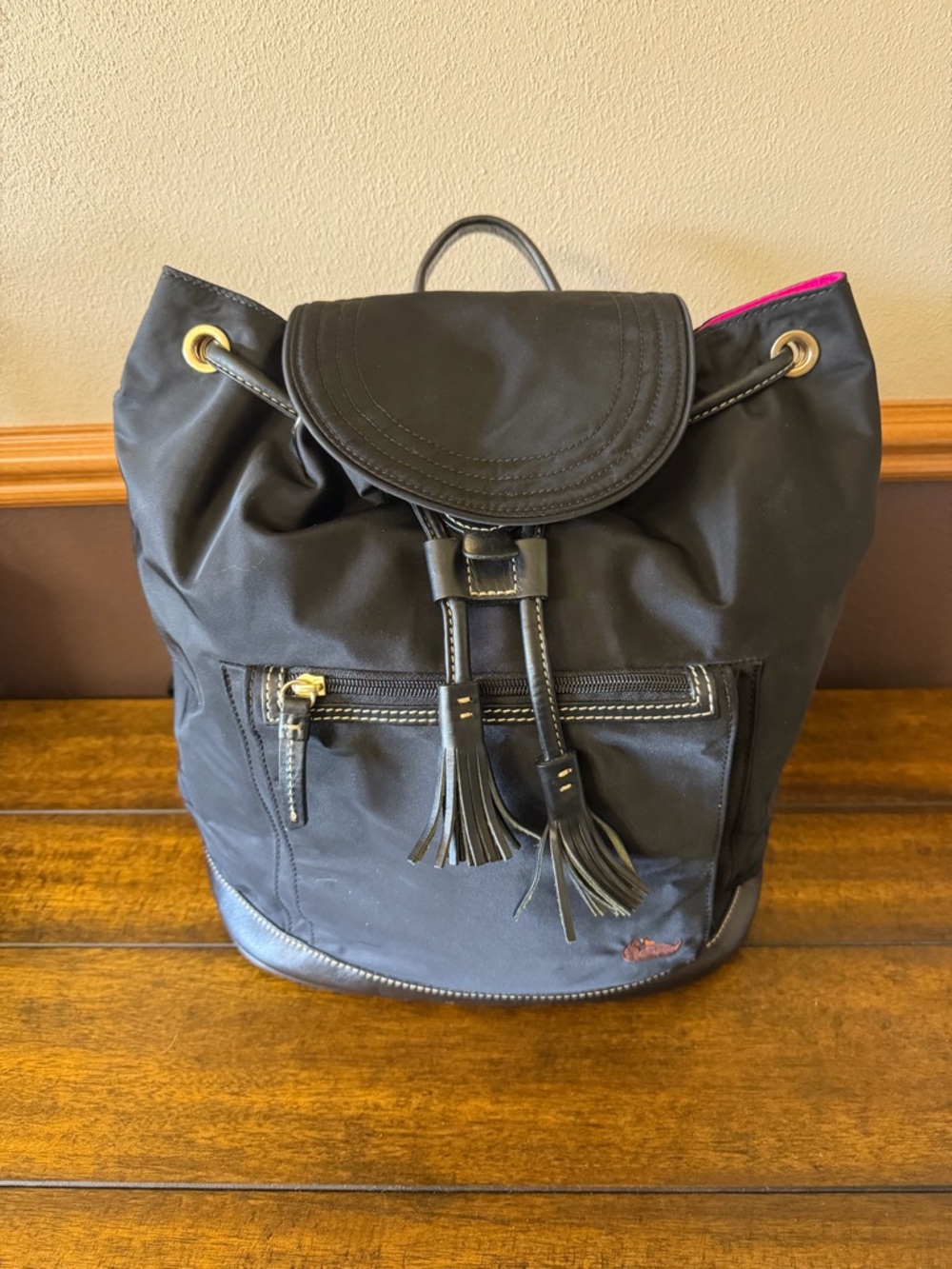 Vintage Dooney & Bourke Murphy Nylon Leather Backpack - Picture 2 of 7
